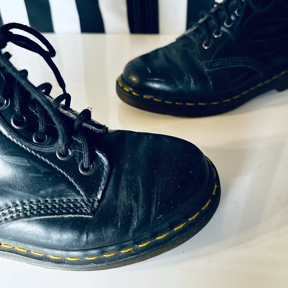 Dr. Martens Vintage Made in England Classic Smooth Black Pascal Leather Boots